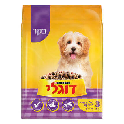 דוגלי מזון יבש ומלא לכלב בוגר וקטן עם חלבון בקר