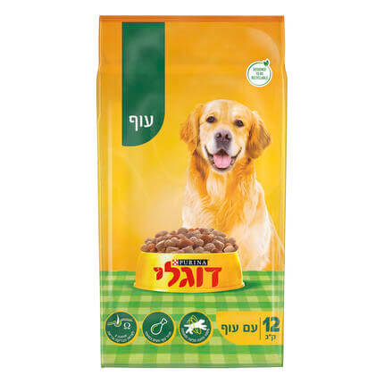 דוגלי מזון יבש ומלא לכלב בוגר עם חלבון עוף